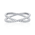 S925 Sterling Silver Moissanite Cross Over Ring