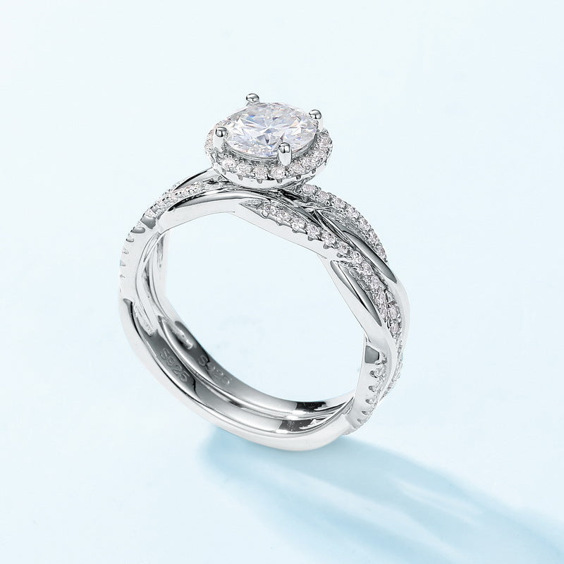 S925 Sterling Silver Radiant Moissanite Twisted Stackable Ring