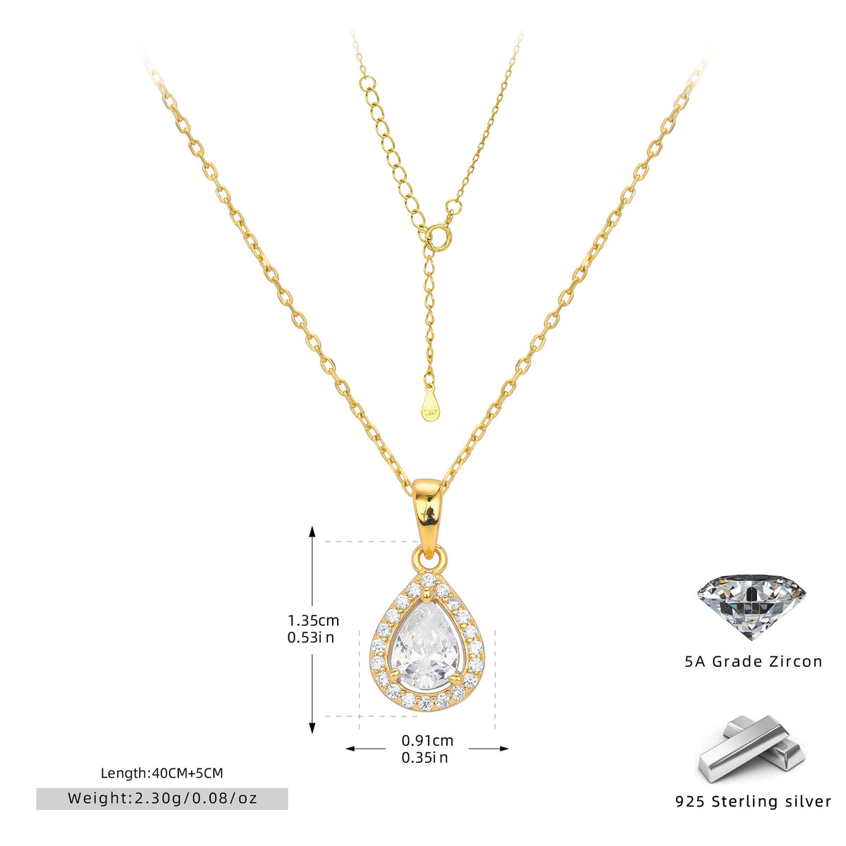 European and American style double-layer zircon earrings and light luxury zircon necklace