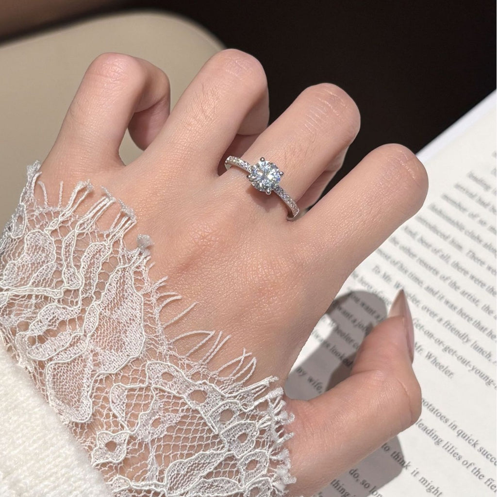 S925 Sterling Silver Ring with Colored Moissanite