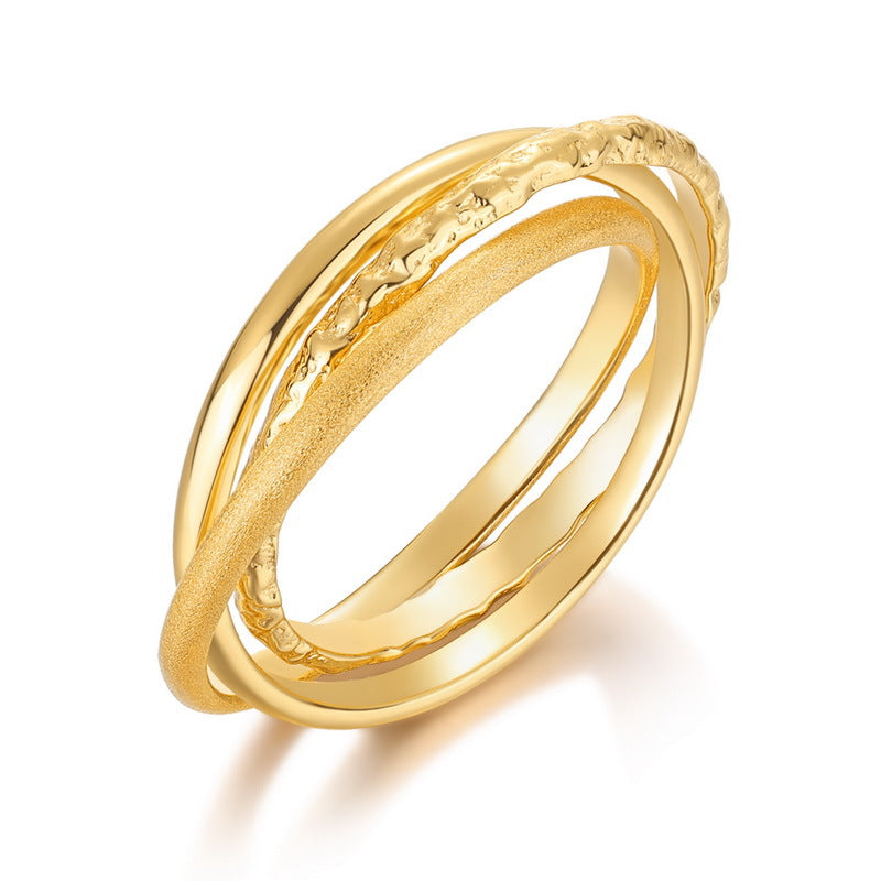S925 Sterling Silver Gold-Plated Triple-Strap Ring