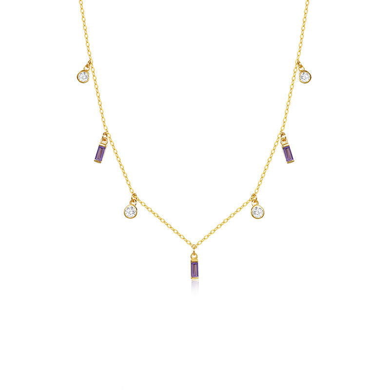 S925 Sterling Silver Zircon Tassel Necklace