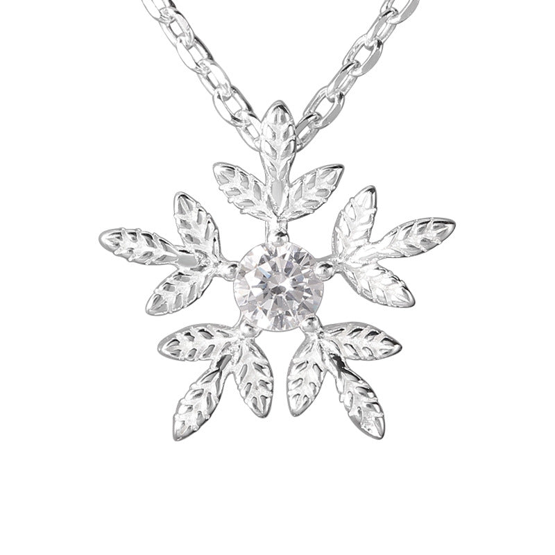 S925 Sterling Silver Christmas Snowflake Necklace