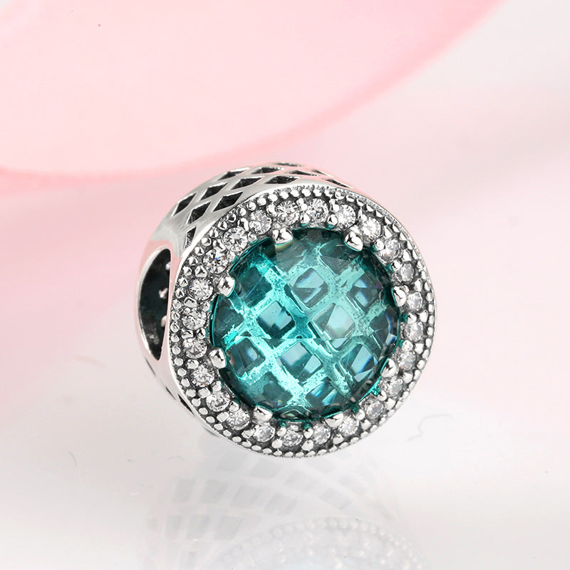 S925 Sterling Silver Beads Classic Color Zircon Snowflake Pendant