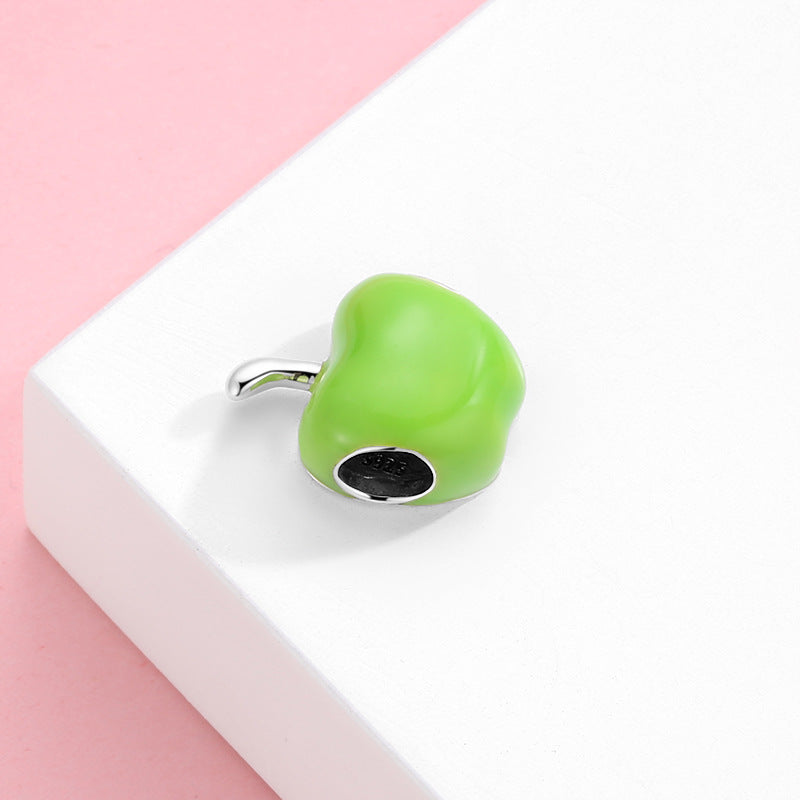 S925 Sterling Silver Green Apple Bead Pendant