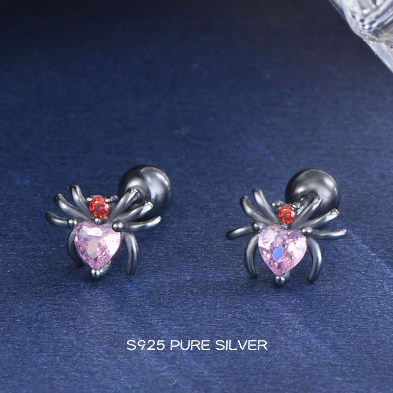 S925 Sterling Silver Halloween Spider Ear Cuff with Micro-set Zirconia