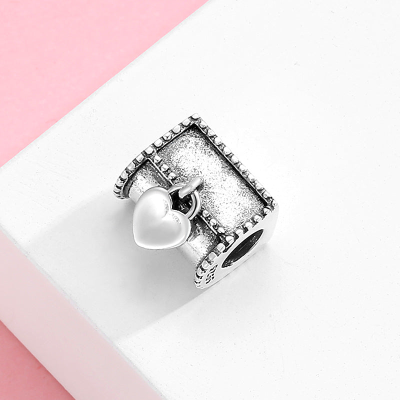 S925 Sterling Silver Loving Heart Treasure Chest Beaded Pendant