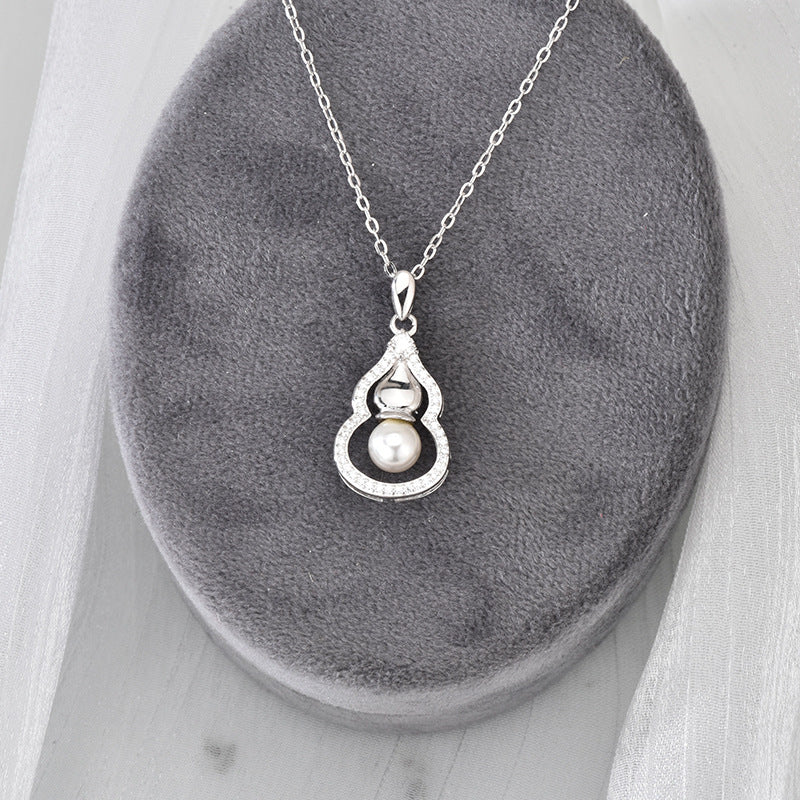 S925 Sterling Silver Moissanite Pearl Gourd Pendent Necklace