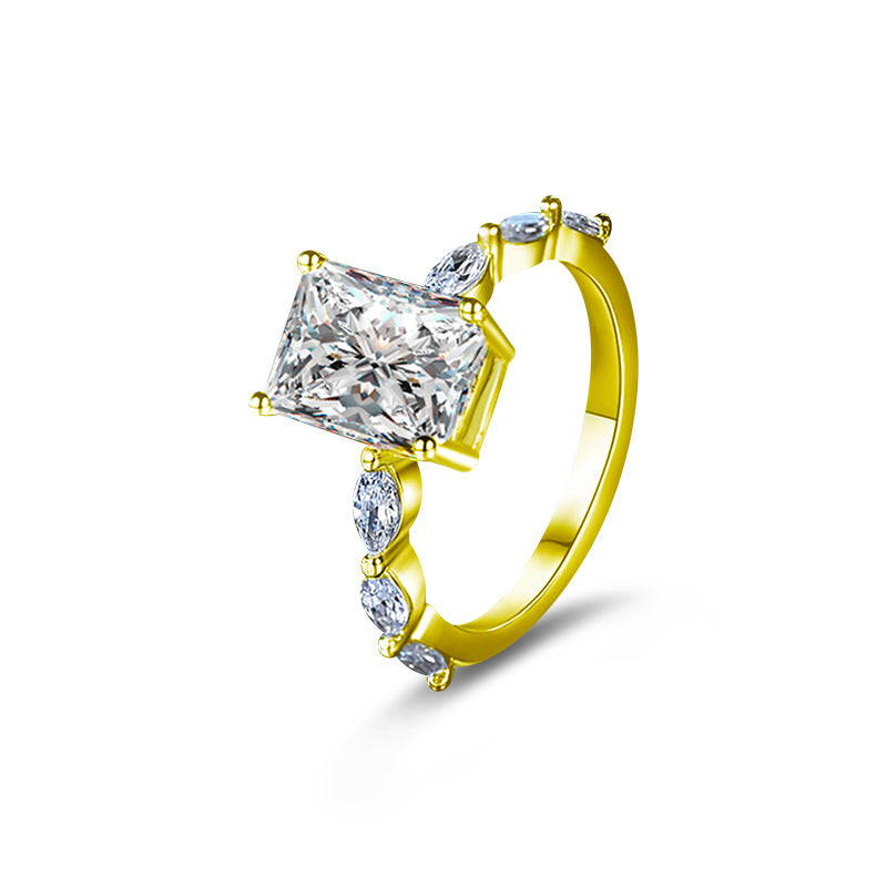 S925 Silver Morganite Rectangular shaped Elegant Shining Ring