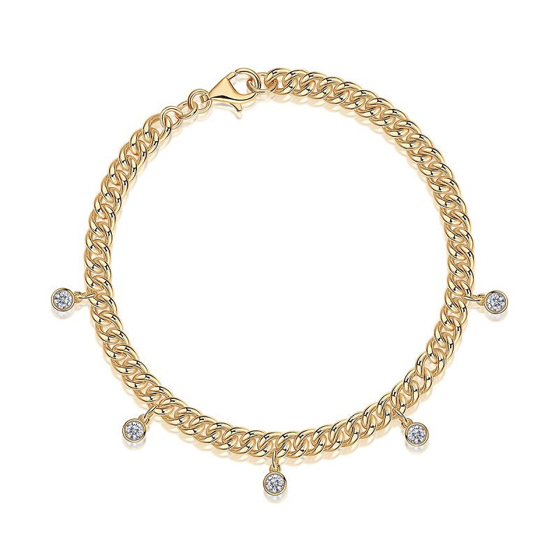 925 Silver Moissanite Cuban Link Bracelet