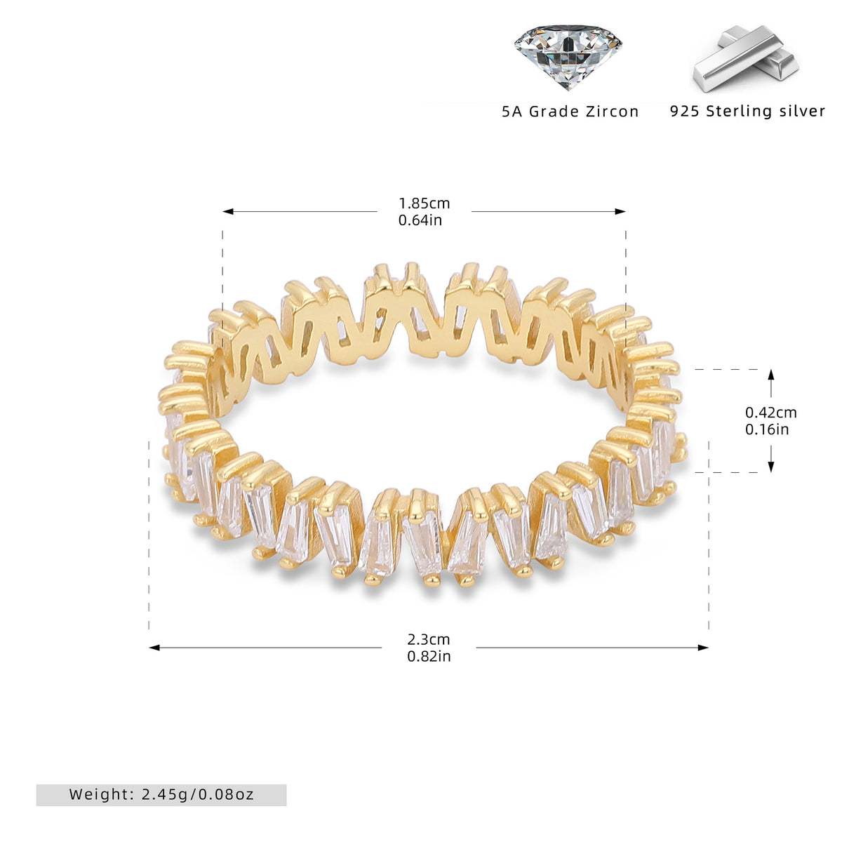 925 Sterling Silver Korean-Style V-Shaped Ring with Inlaid Zirconia