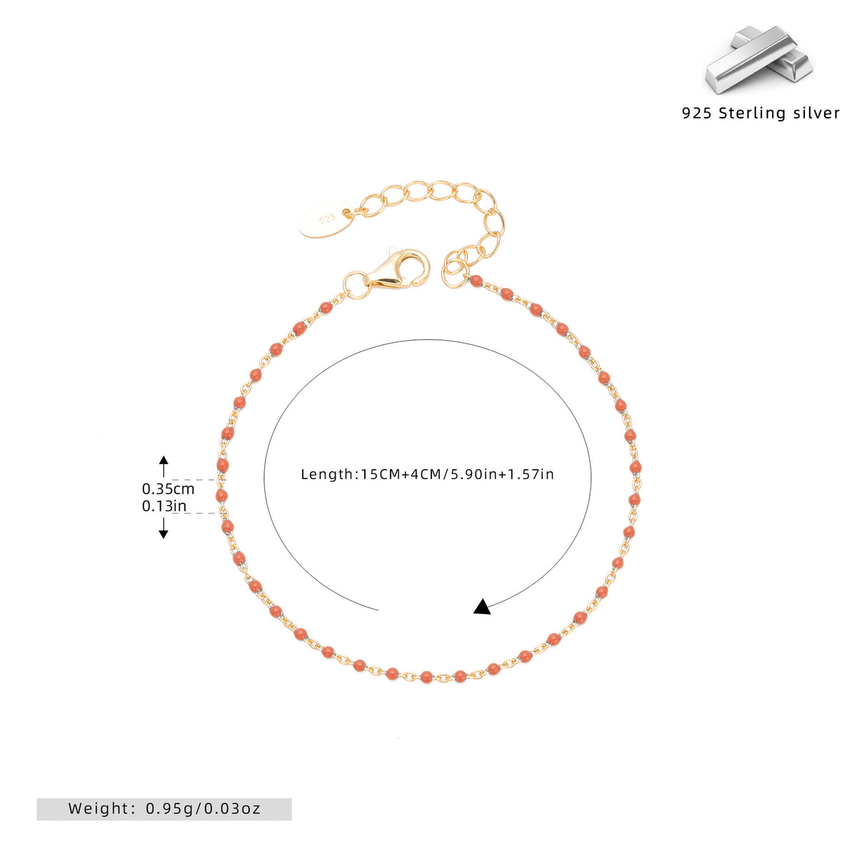S925 Sterling Silver Bracelet with Colorful Enamel Detail