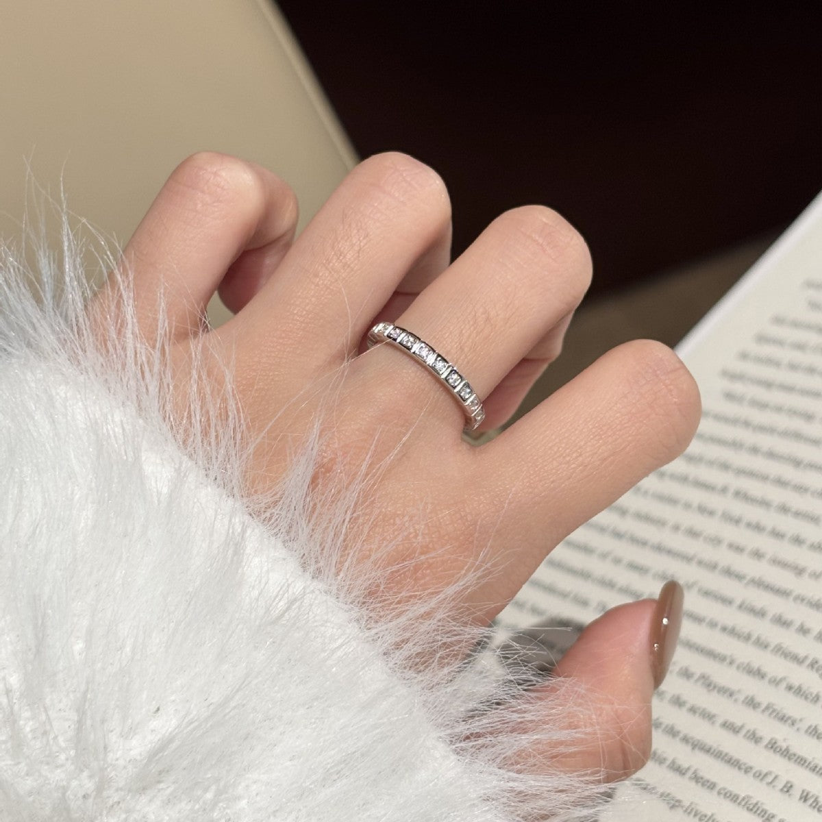 S925 Silver Square Moissanite Ring