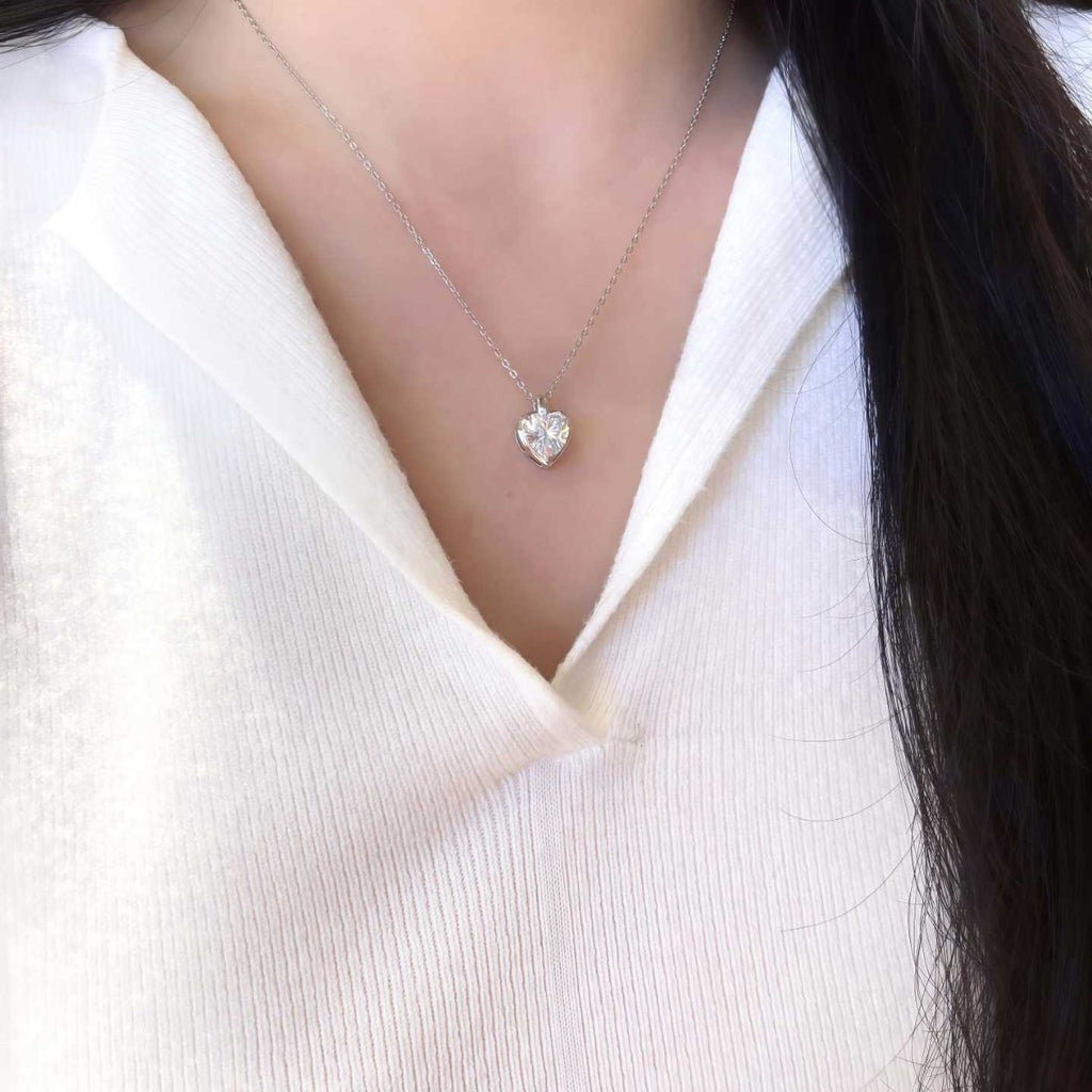 S925 Sterling Silver Heart-Shaped Moissanite Pendant Necklace