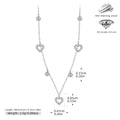Pave CZ Heart Station Necklace in 925 Sterling Silver