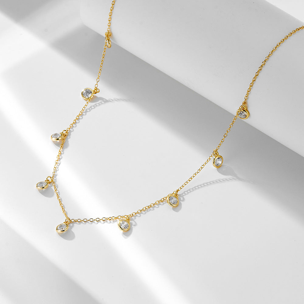 S925 Sterling Silver Starry Dot Zircon Pendant Necklace