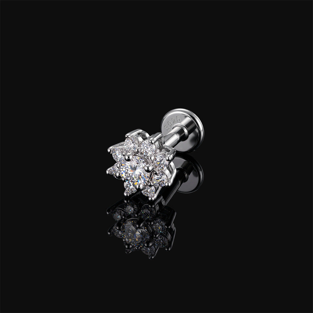Authentic 925 Sterling Silver Geometric Earrings with D-Color Moissanite