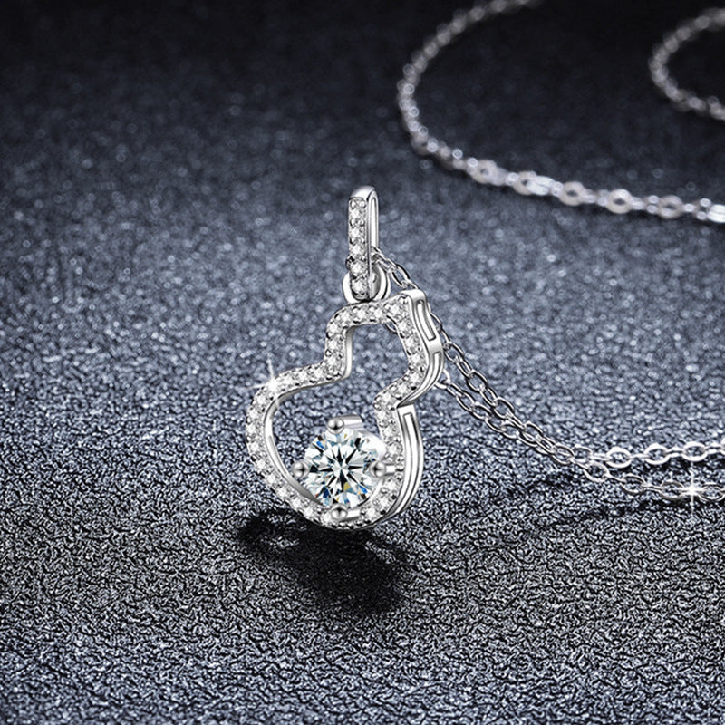 S925 Sterling Silver Moissanite Gourd Pendant Necklace