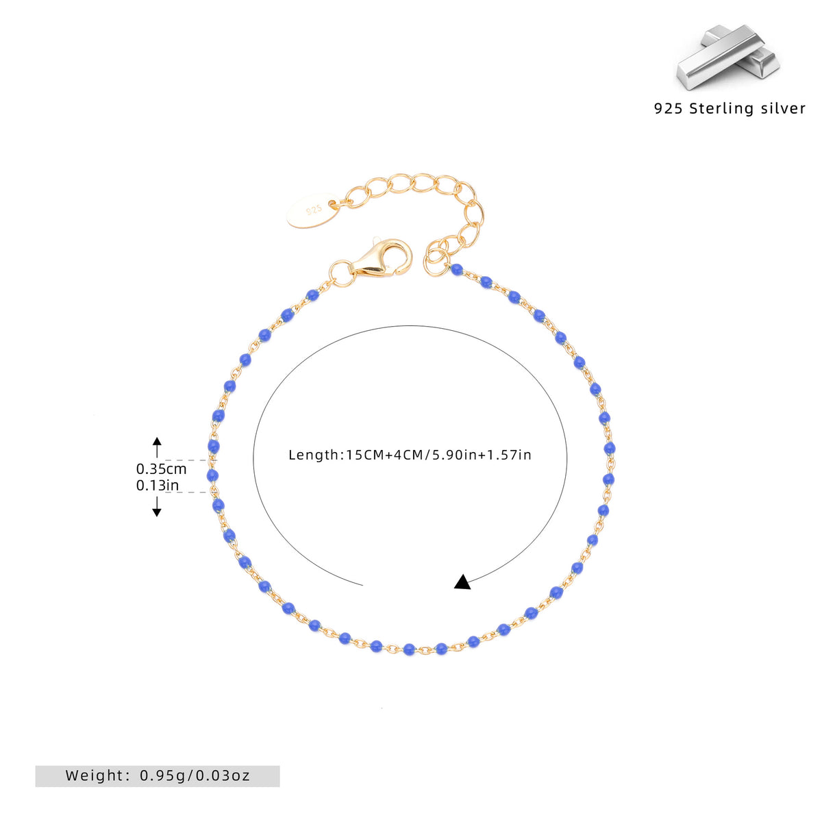 S925 Sterling Silver Bracelet with Colorful Enamel Detail