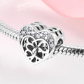 S925 Sterling Silver Hollow Heart Zircon Inlaid Bead Pendant