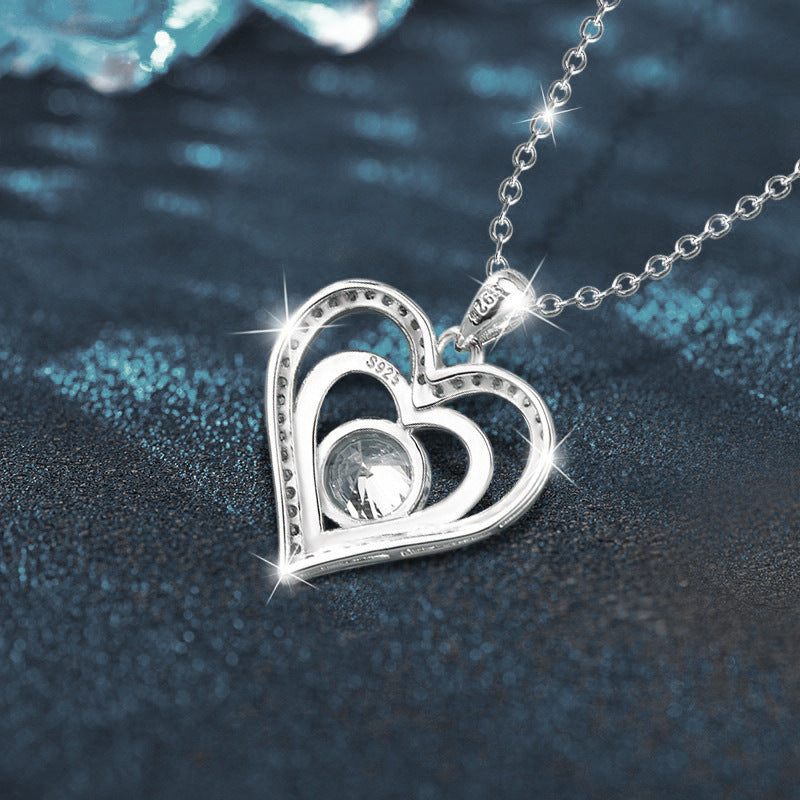 S925 Sterling Silver Moissanite Love Pendant Necklace