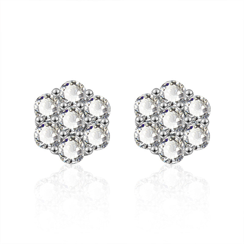 Moissanite Stud Earrings — 925 Sterling Silver, Premium & Minimalist Style, Elegant Petal and Snowflake Design
