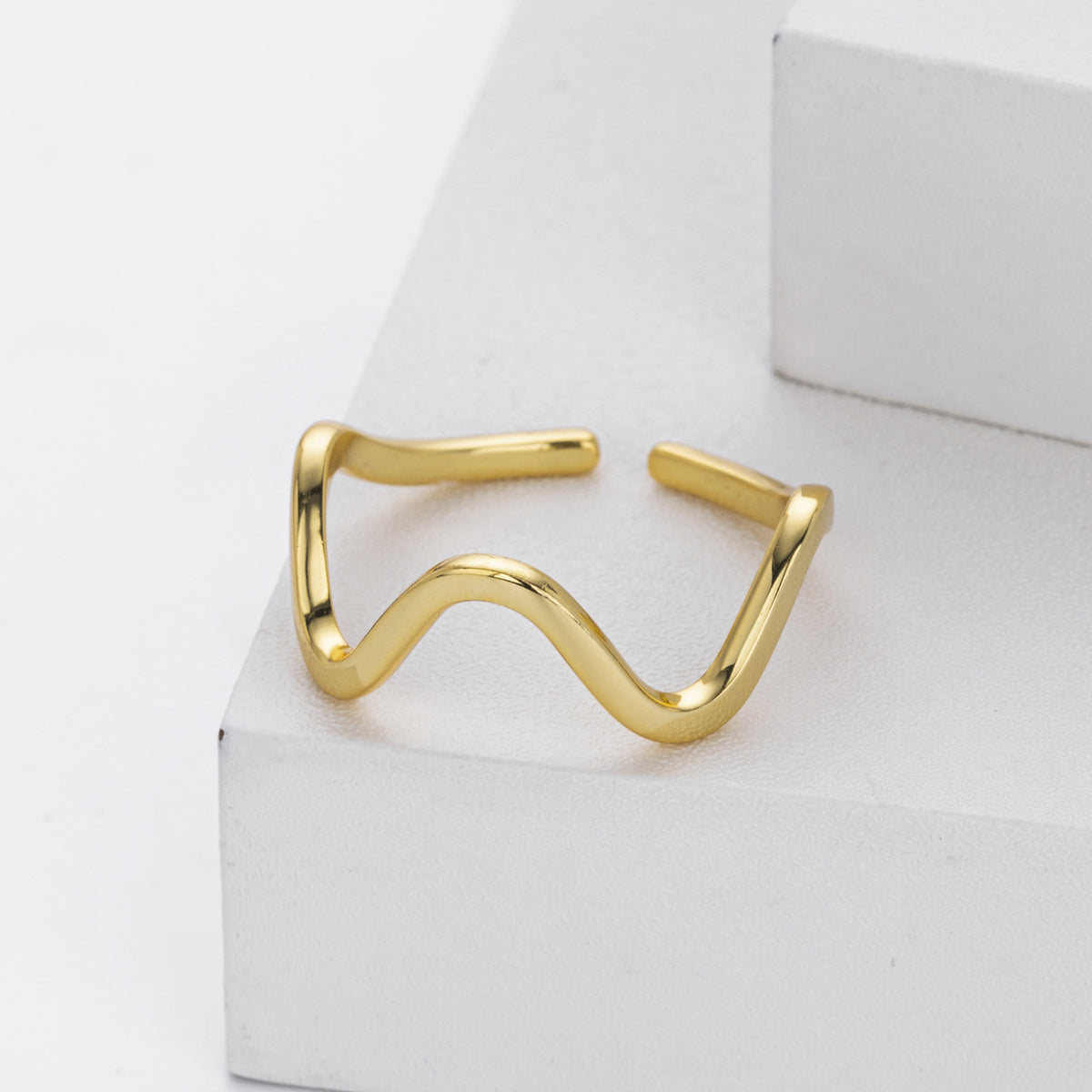 S925 Sterling Silver Ring, Stylish and Simple Wavy Lines