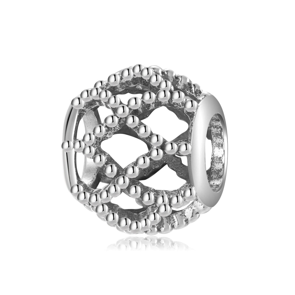S925 Sterling Silver Hollow Creative Geometric Bead Pendant