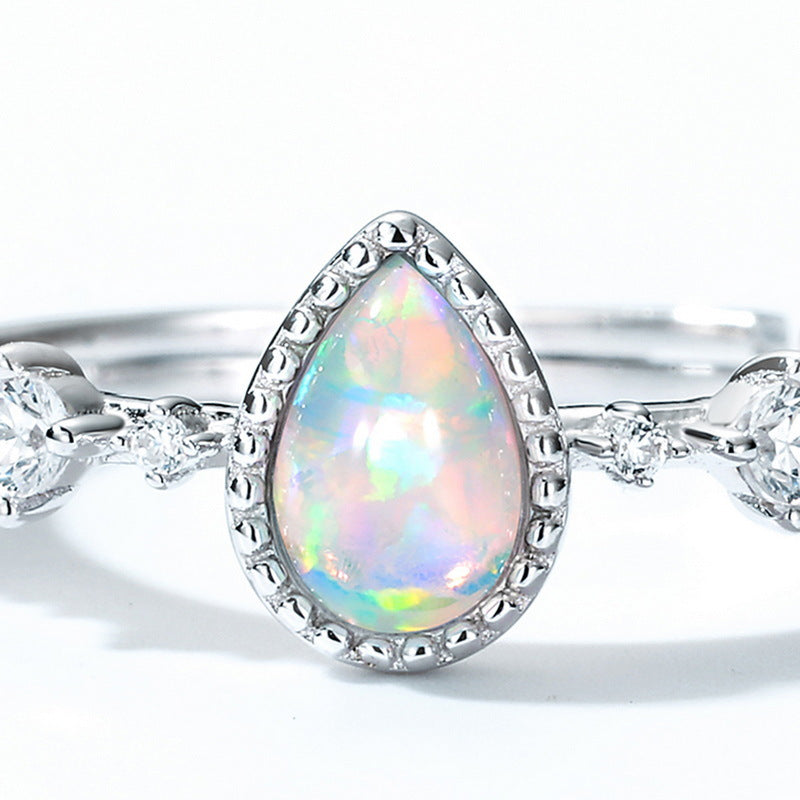 S925 Sterling Silver Synthetic Opal Ring