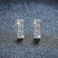 S925 Sterling Silver Moissanite Diamond-Studded Ribbed Earrings
