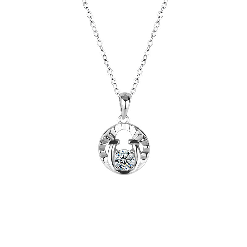 S925 Sterling Silver Moissanite Horse Hoof Pendant Necklace