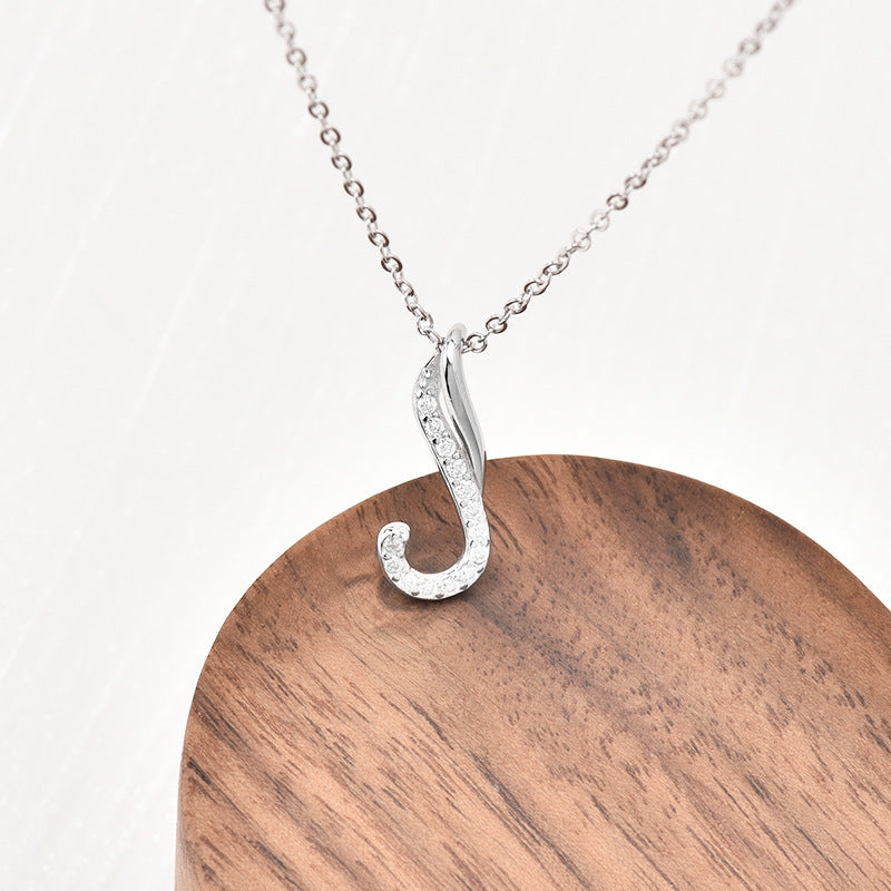 S925 Sterling Silver Moissanite Hook Pendant Necklace