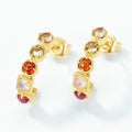 S925 Sterling Silver Gold-Plated Earrings Set with Blue Moonstone