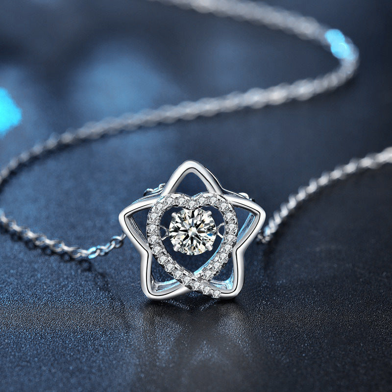 S925 Sterling Silver Moissanite Five-Pointed Star Pendant Necklace