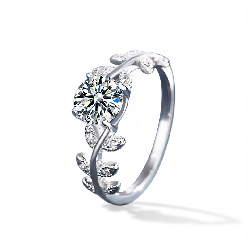 S925 Sterling Silver “Laurel Goddess” Moissanite Ring