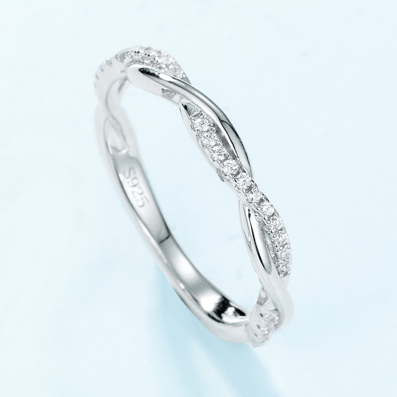 S925 Sterling Silver Radiant Moissanite Twisted Stackable Ring
