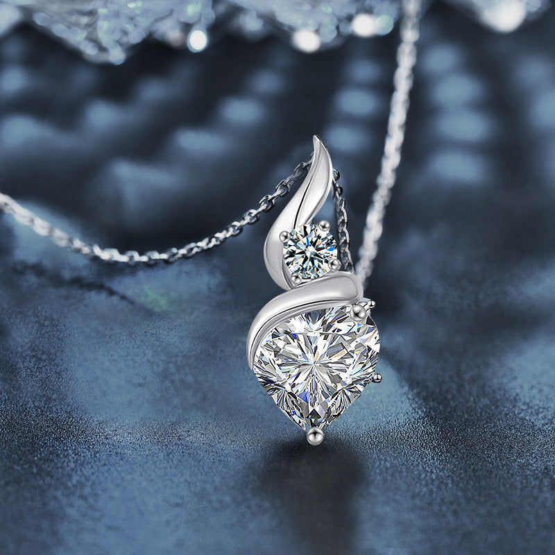 S925 Sterling Silver Heart-Shaped Moissanite Pendant Necklace
