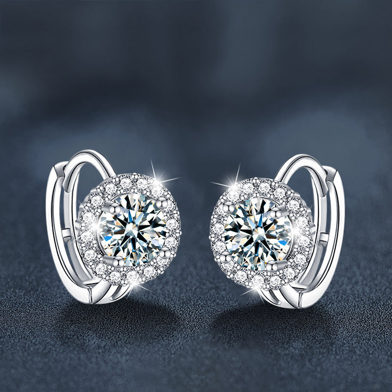S925 Silver Moissanite Sunflower Earrings