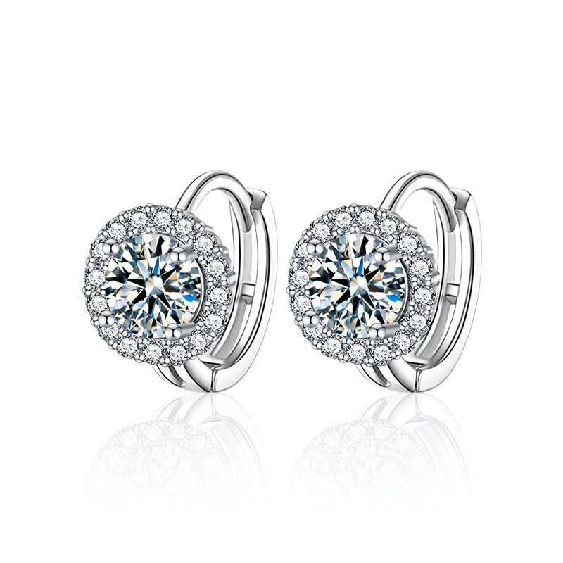 S925 Silver Moissanite Sunflower Earrings