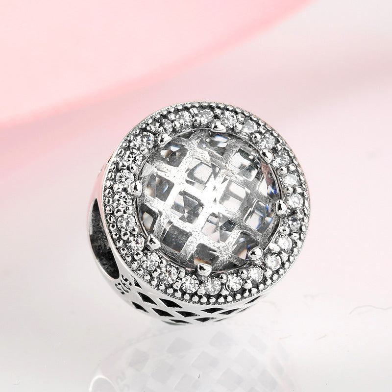 S925 Sterling Silver Beads Classic Color Zircon Snowflake Pendant