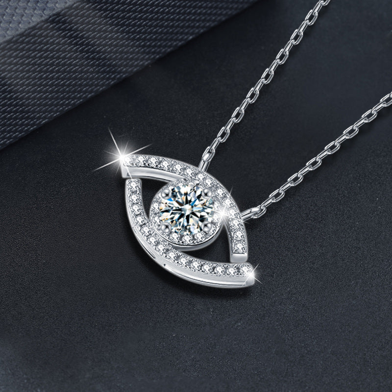 S925 Sterling Silver Moissanite Devil's Eye Pendant Necklace