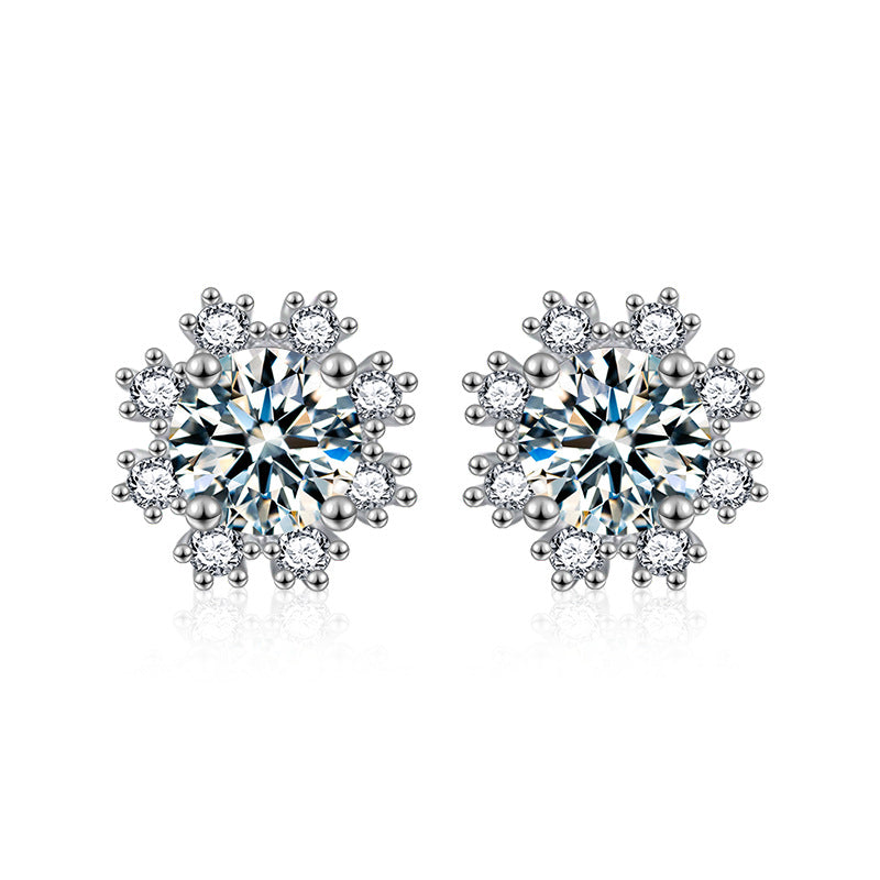 S925 Sterling Silver Romantic Snowflake Moissanite Earrings for Christmas