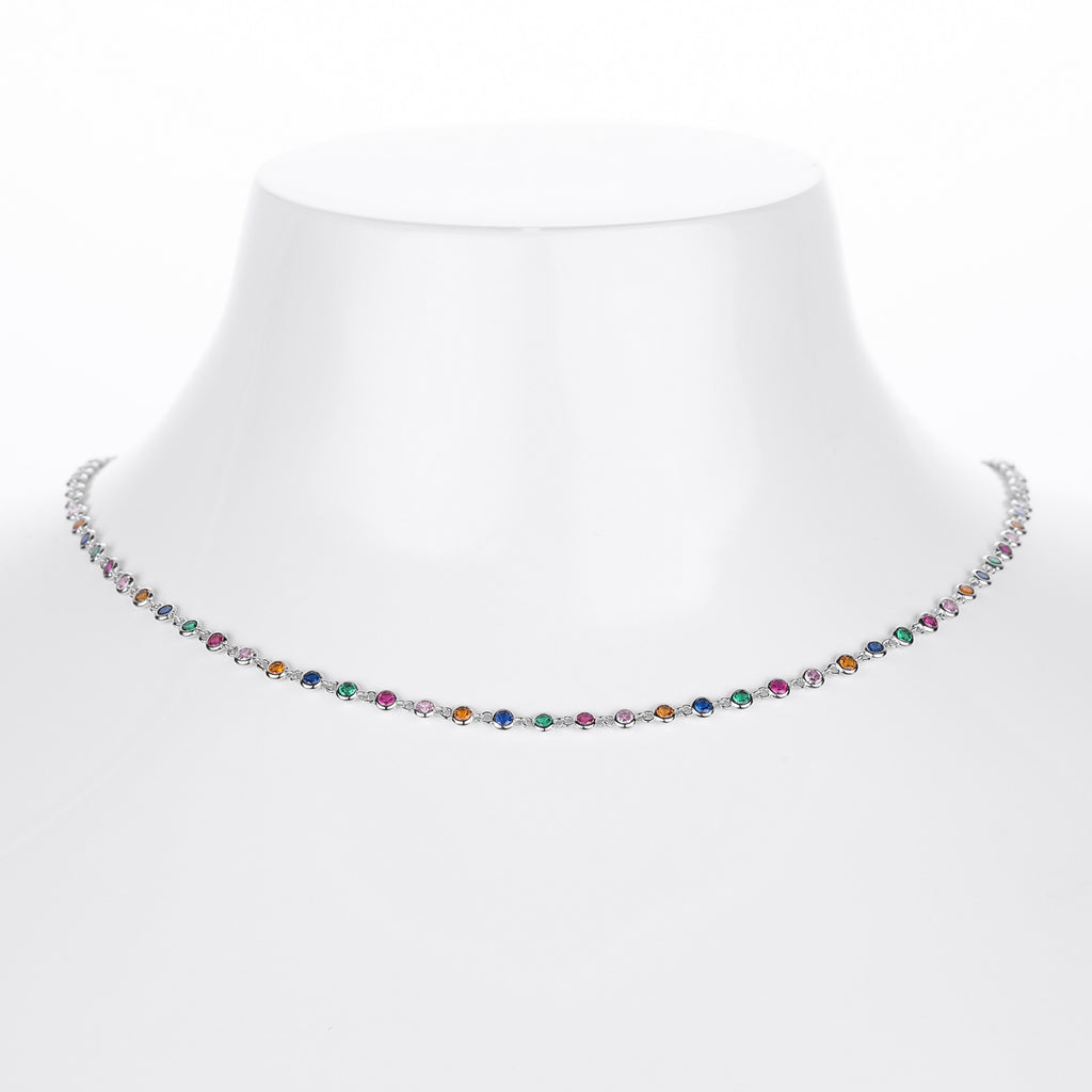 Dopamine Colored Zirconium Necklace in 925 Sterling Silver