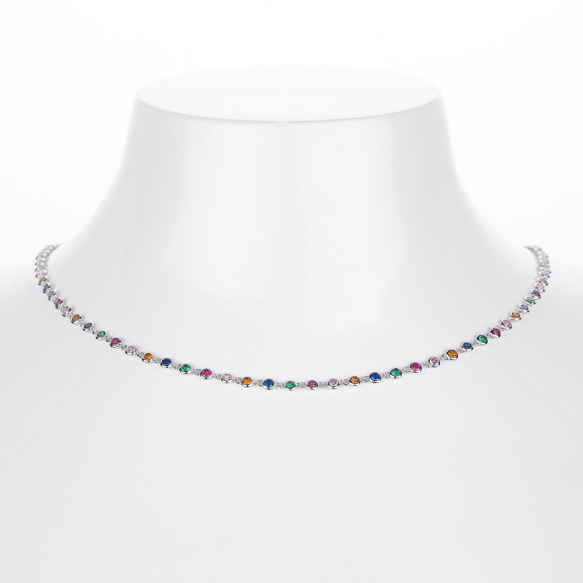 Dopamine Colored Zirconium Necklace in 925 Sterling Silver