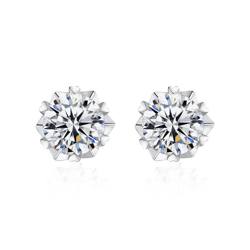 Star of David Snowflake Earrings — Moissanite & 925 Sterling Silver Christmas Studs