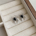 S925 Sterling Silver Distressed-Finish Spider Halloween Earrings