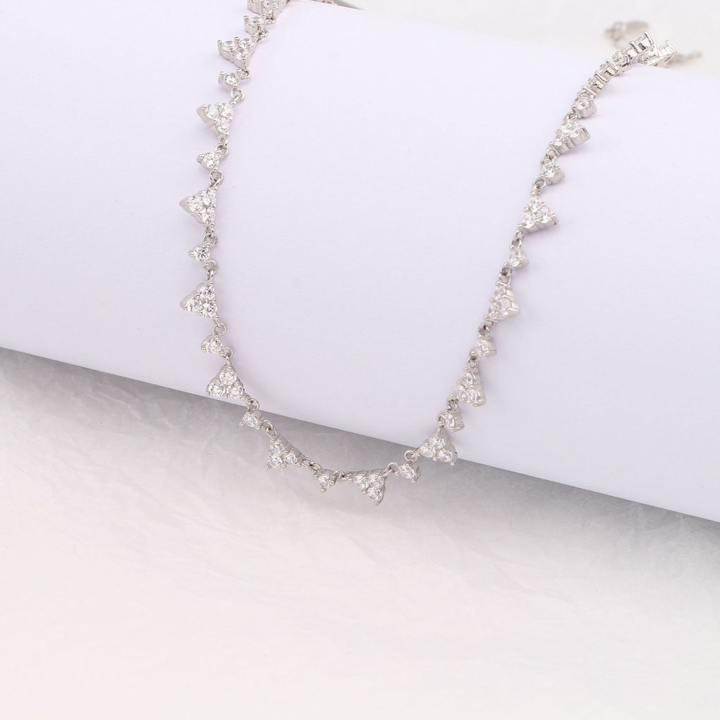S925 Sterling Silver Scattered Triangle Full Zirconium Necklace