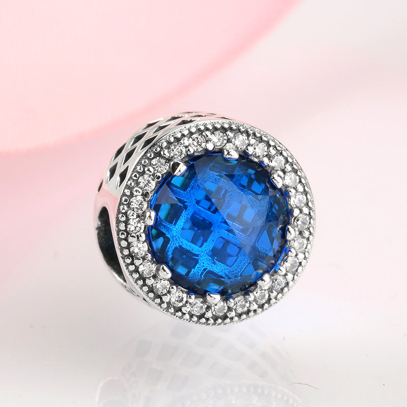 S925 Sterling Silver Beads Classic Color Zircon Snowflake Pendant