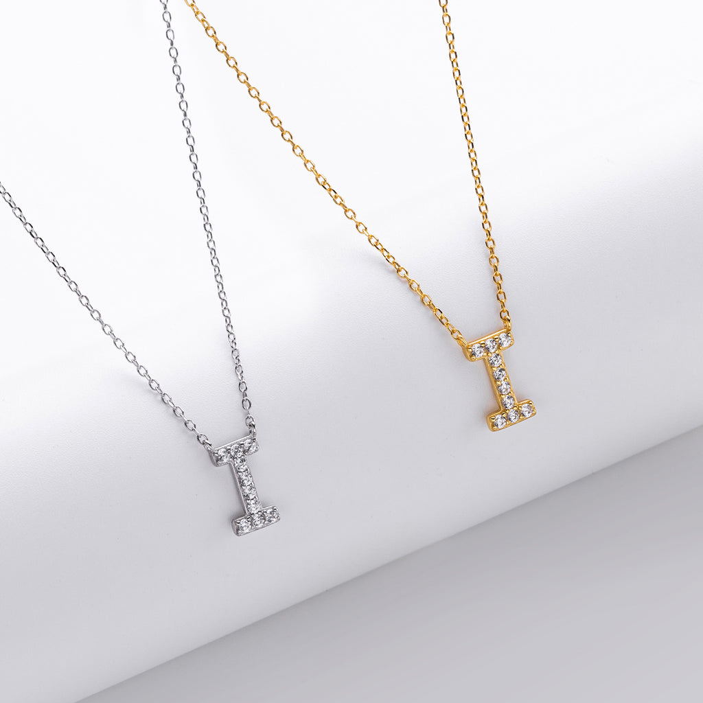 S925 Sterling Silver Simple Diamond Necklace with English Letters