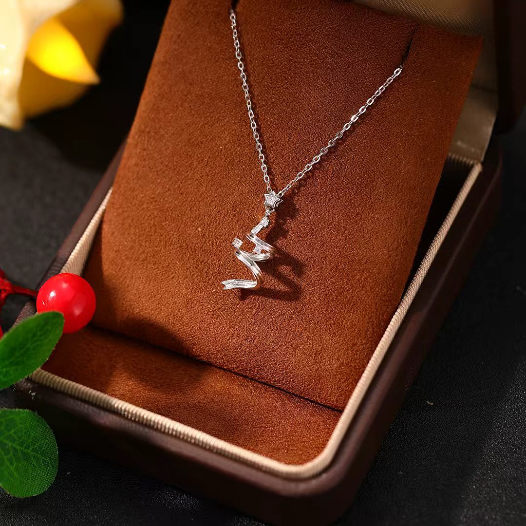 S925 Sterling Silver Sparkling Star "Wishing Tree" Necklace